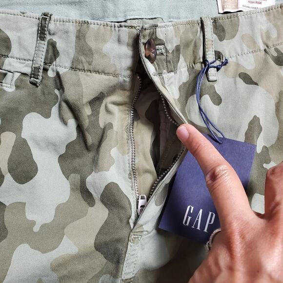 Gap Women Camouflage Straights Khaki High Rise Pants Size 16 Plus New With Tag - Picture 3 of 11